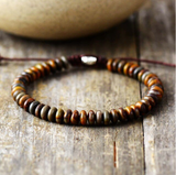 Jasper & Silvertone Disc-Beaded Adjustable Bracelet