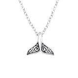Sterling Silver Whale Tail Pendant Necklace - Ag Sterling