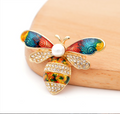 Multi Colored Swirled Crystal Bee Brooch with Imitation Pearl