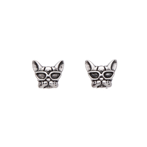 Sterling Silver Cool Dog Stud Earrings