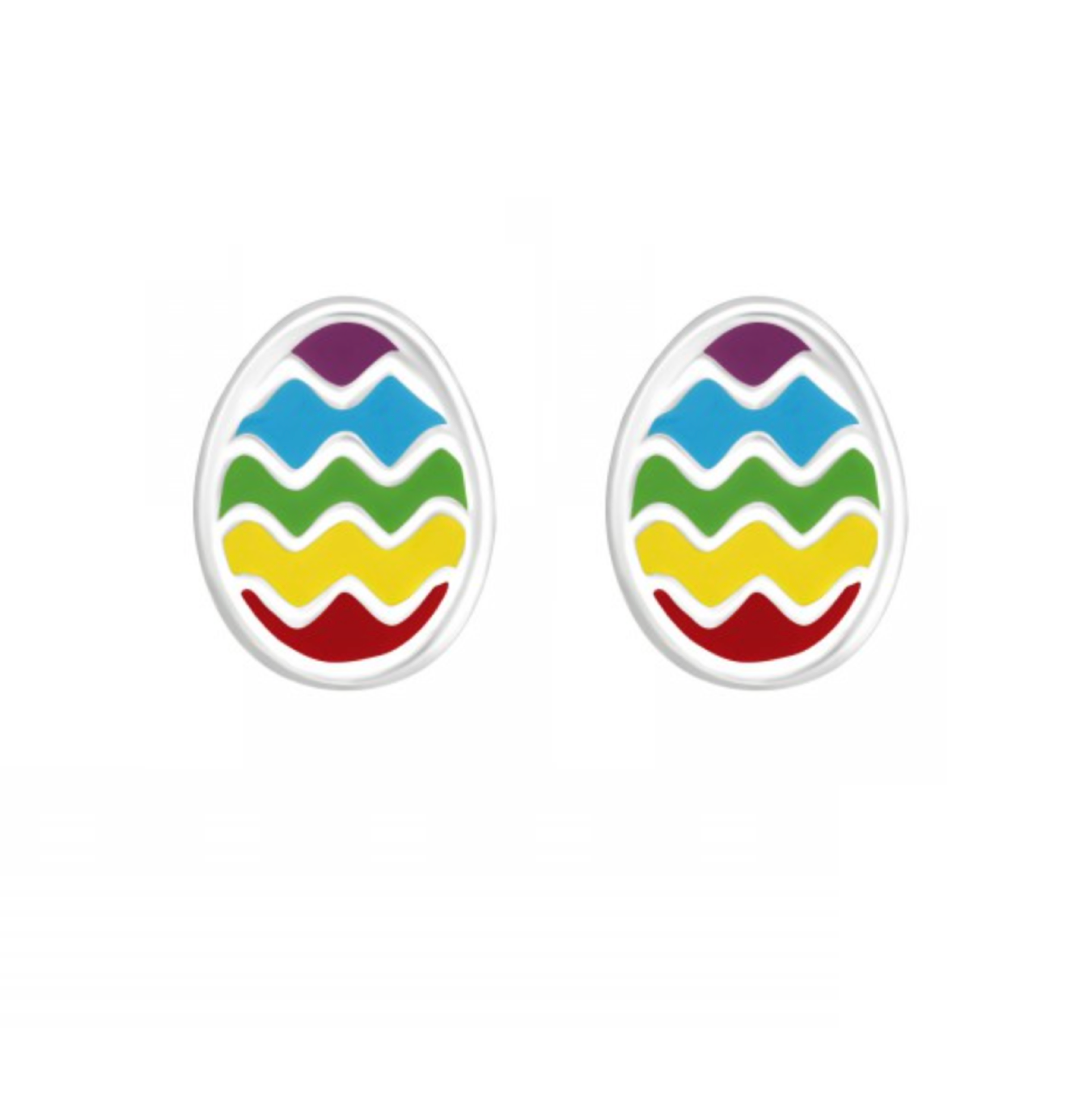 Mutli Colored Easter Egg Sterling Silver Stud Earrings