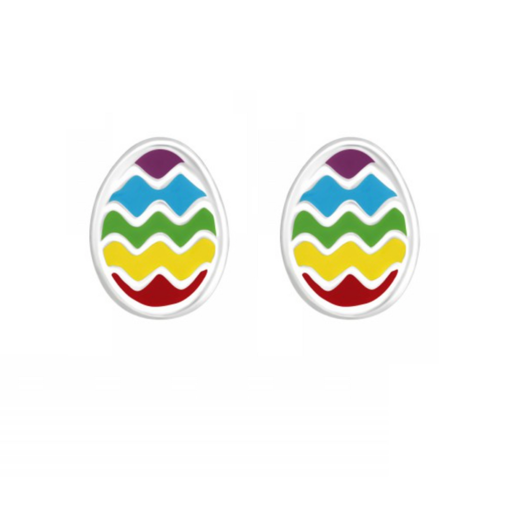 Mutli Colored Easter Egg Sterling Silver Stud Earrings