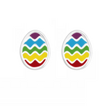 Mutli Colored Easter Egg Sterling Silver Stud Earrings