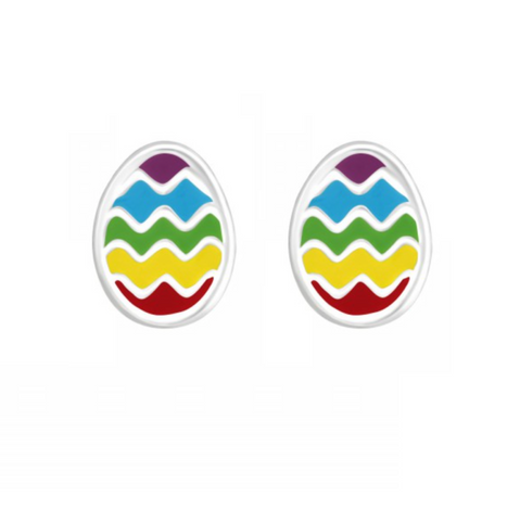 Mutli Colored Easter Egg Sterling Silver Stud Earrings