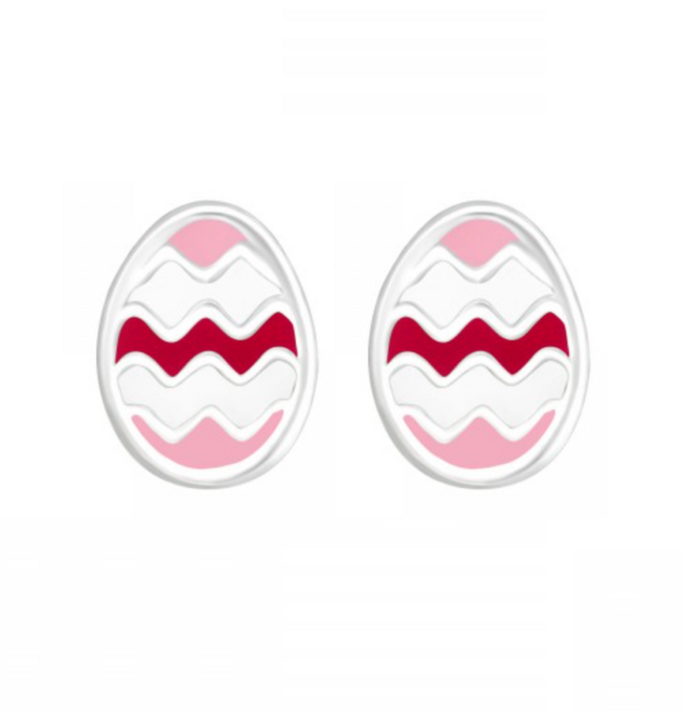 Pink Sterling Silver Easter Egg Stud Earrings