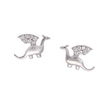 Sterling Silver   CZ Dragon Stud Earrings