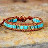Leather Reconstituted Turquoise Stone Bracelet