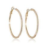 Goldtone   Clear Swarovski Crystal Hoop Earrings