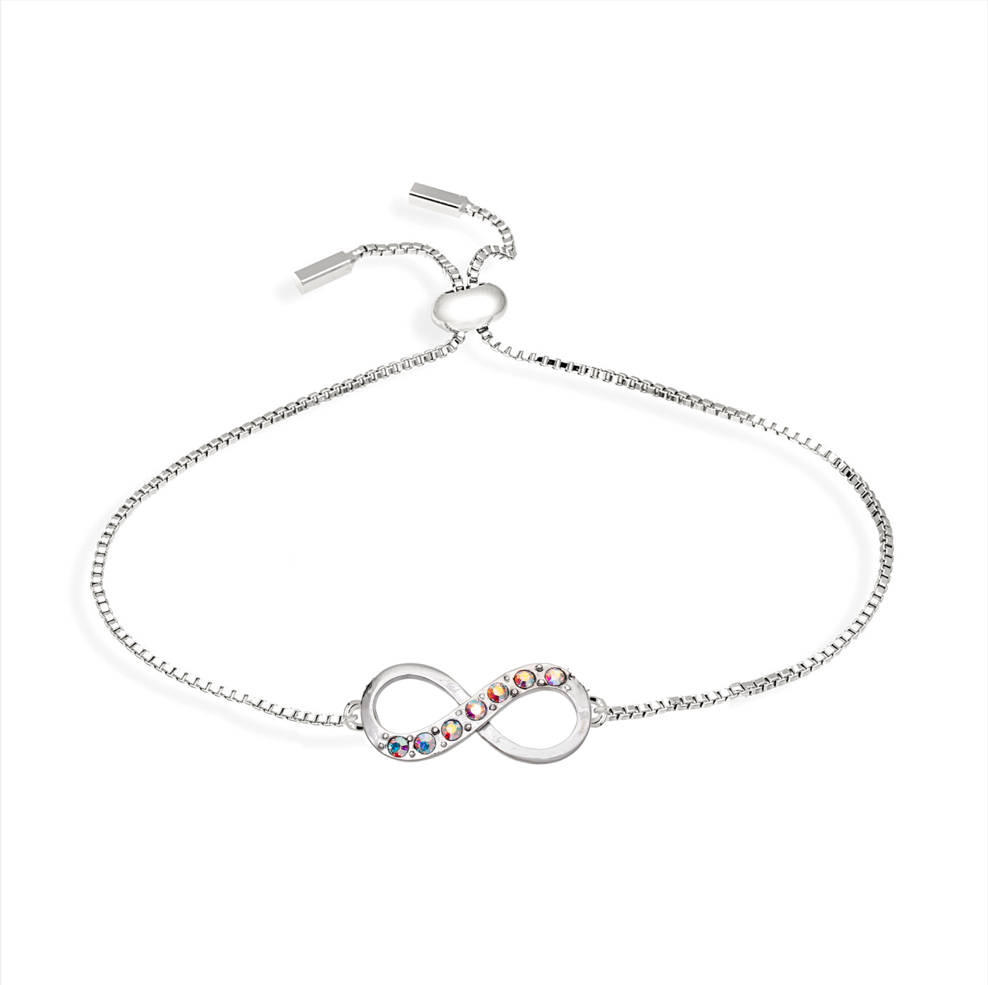 Silvertone   Aurora Borealis Swarovski Crystal Infinity Bracelet