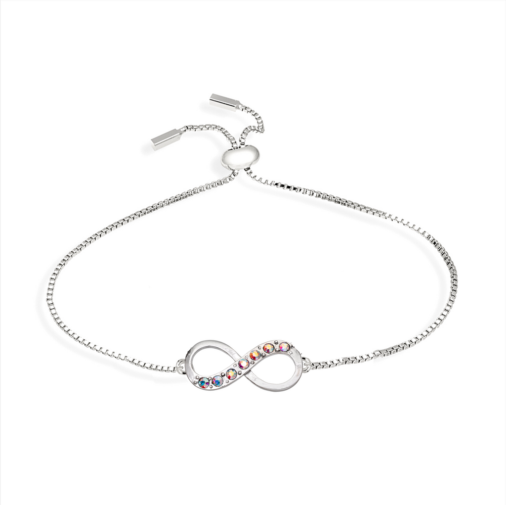 Silvertone   Aurora Borealis Swarovski Crystal Infinity Bracelet