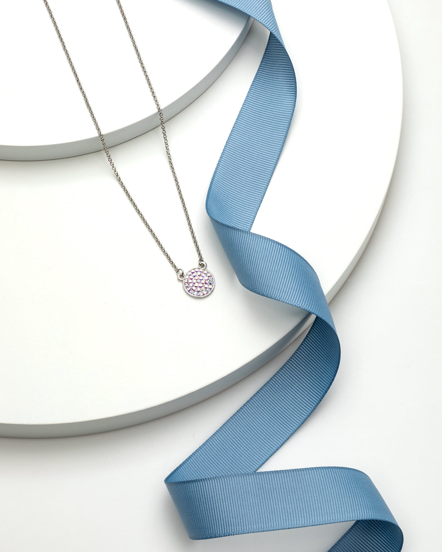 Aurora Borealis Swarovski Crystal Disc Pave Necklace
