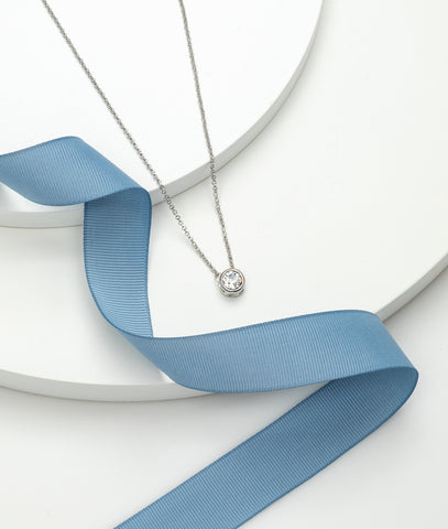 Clear Swarovski Crystal Dainty Solitaire Necklace