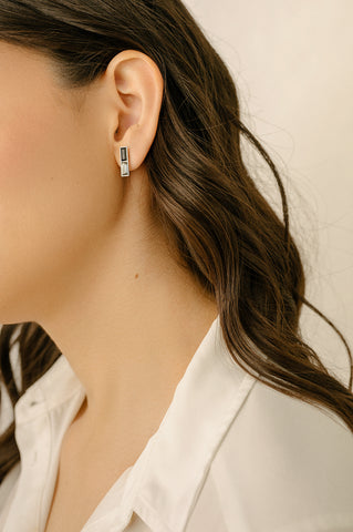 Silvernight Ombre Swarovski Crystal Bar Stud Earrings