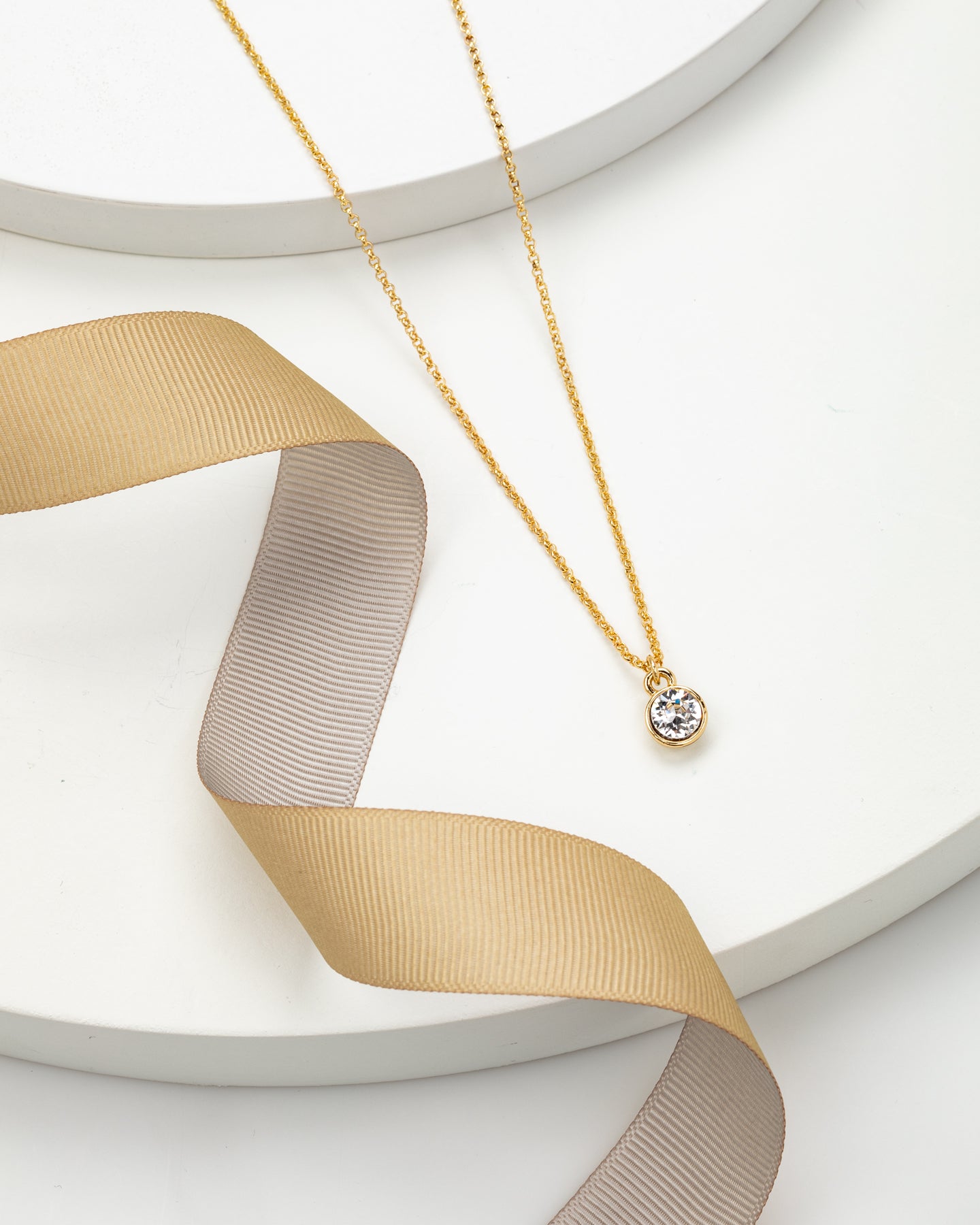 Goldtone   Clear Swarovski Crystal Solitaire Pendant Necklace