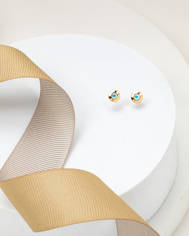 Goldtone   Aurora Borealis Swarovski Crystal Dainty Circular Stud Earrings