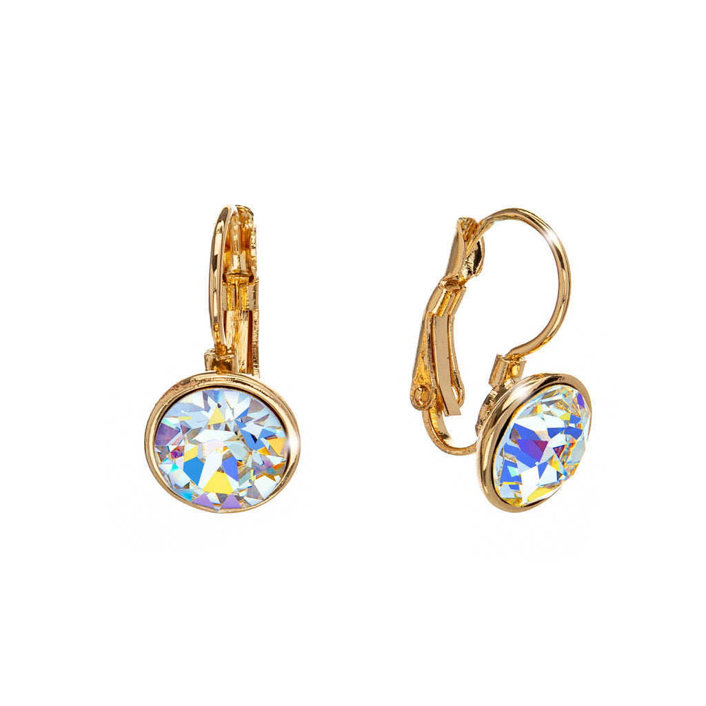 Goldtone   Aurora Borealis Swarovski Crystal Leverback Earrings