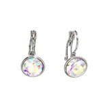 Silvertone   Aurora Borealis Swarovski Crystal Leverback Earrings