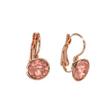 Rose Goldtone   Rose Peach Sawrovski Crystal Leverback Earrings