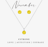 Silvertone November Cirtine Birthstone CZ Earring & Necklace Set