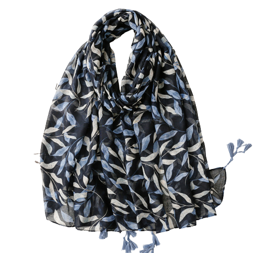 Navy Leaf Scarf