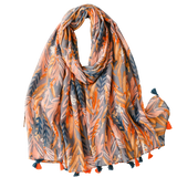 Orange And Grey Leaves Scarf