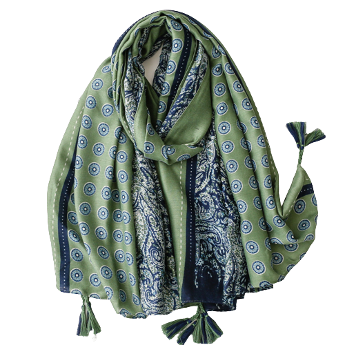 Green And Navy Circle Scarf