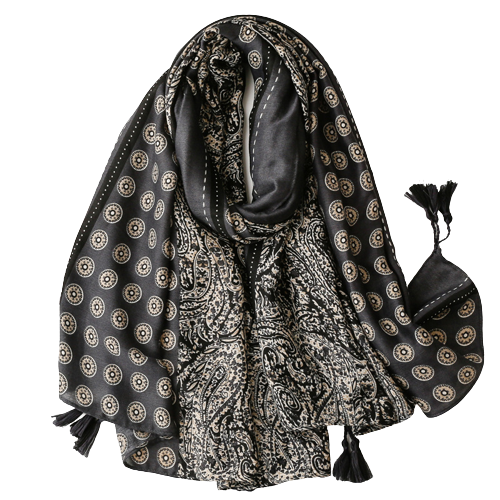 Black And White Circle And Paisley Scarf