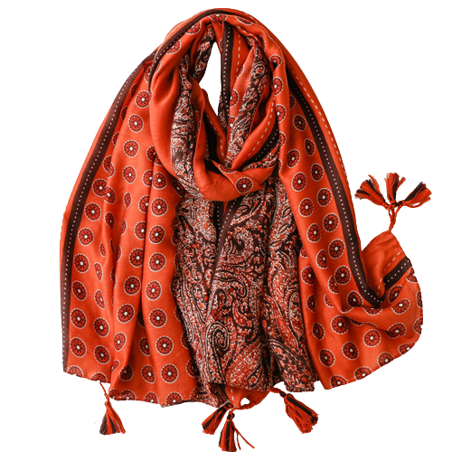 Red Circle And Paisley Scarf