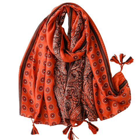 Red Circle And Paisley Scarf
