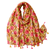 Yellow And Pink Spray Flower Scarf