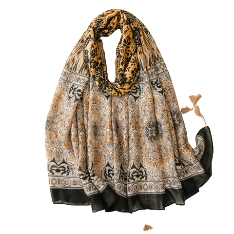 Brown And Black Damask Scarf