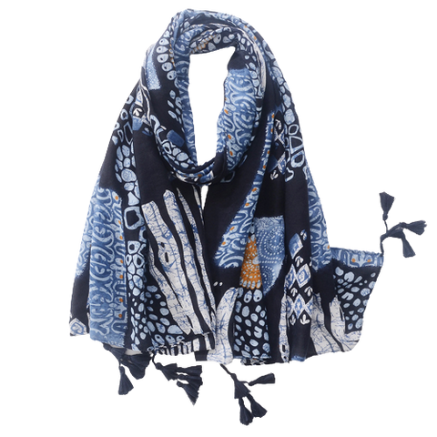 Navy And Blue Pattern Scarf