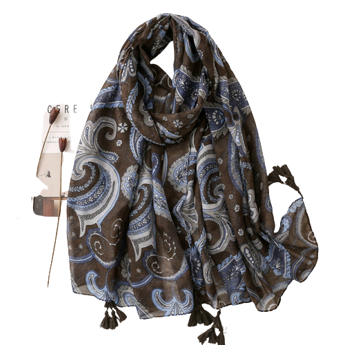 Brown And Blue Paisley Scarf