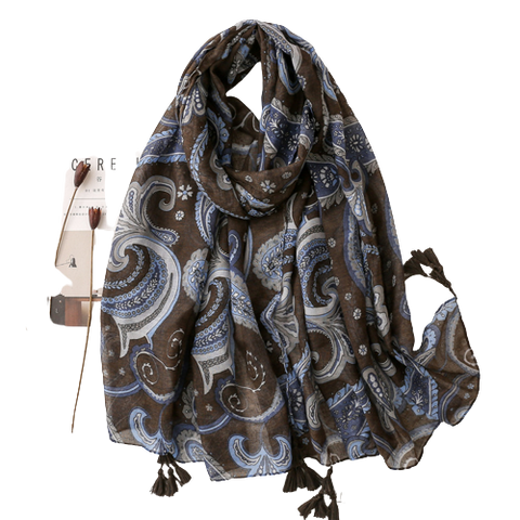 Brown And Blue Paisley Scarf