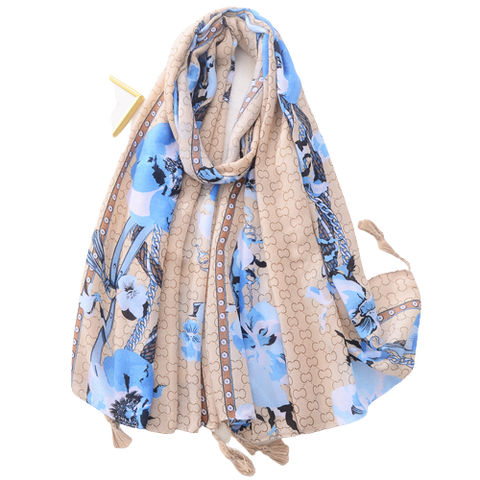 Blue And Brown Anemone Scarf