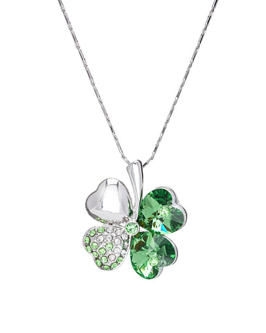 Peridot Swarovski Crystal Clover Pendant Necklace