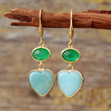 Lab-Created Amazonite & Agate Heart Oval Earrings