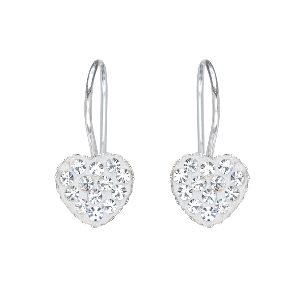 White Cubic Zirconia Heart Sterling Silver Earrings