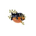 Black Cat in Flower Pot Brooch
