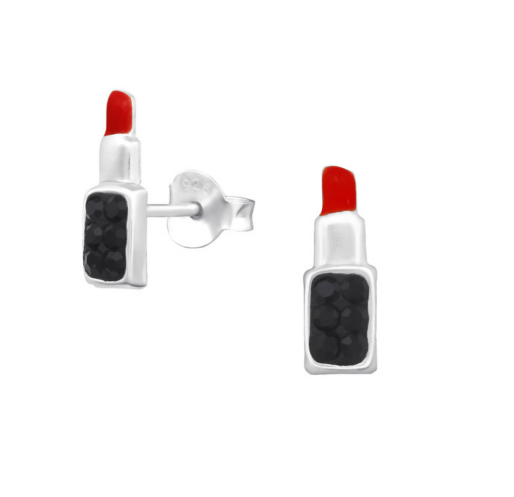Red Lipstick Sterling Silver Stud Earrings