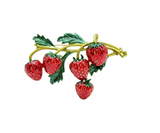 Red Strawberry Branch Brooch