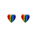 Multi Colored Heart Sterling Silver Stud Earrings