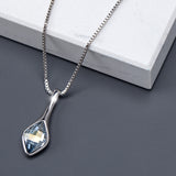 Blue Shade   Silvetone Teardrop Pendant Necklace with Swarovski Crystals