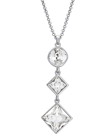 Clear Geometric Swarovski Crystal Drop Necklace