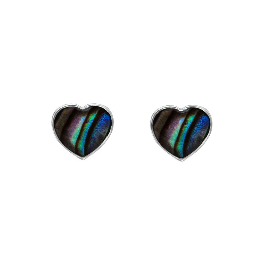 Paua Sterling Silver Heart Stud Earrings