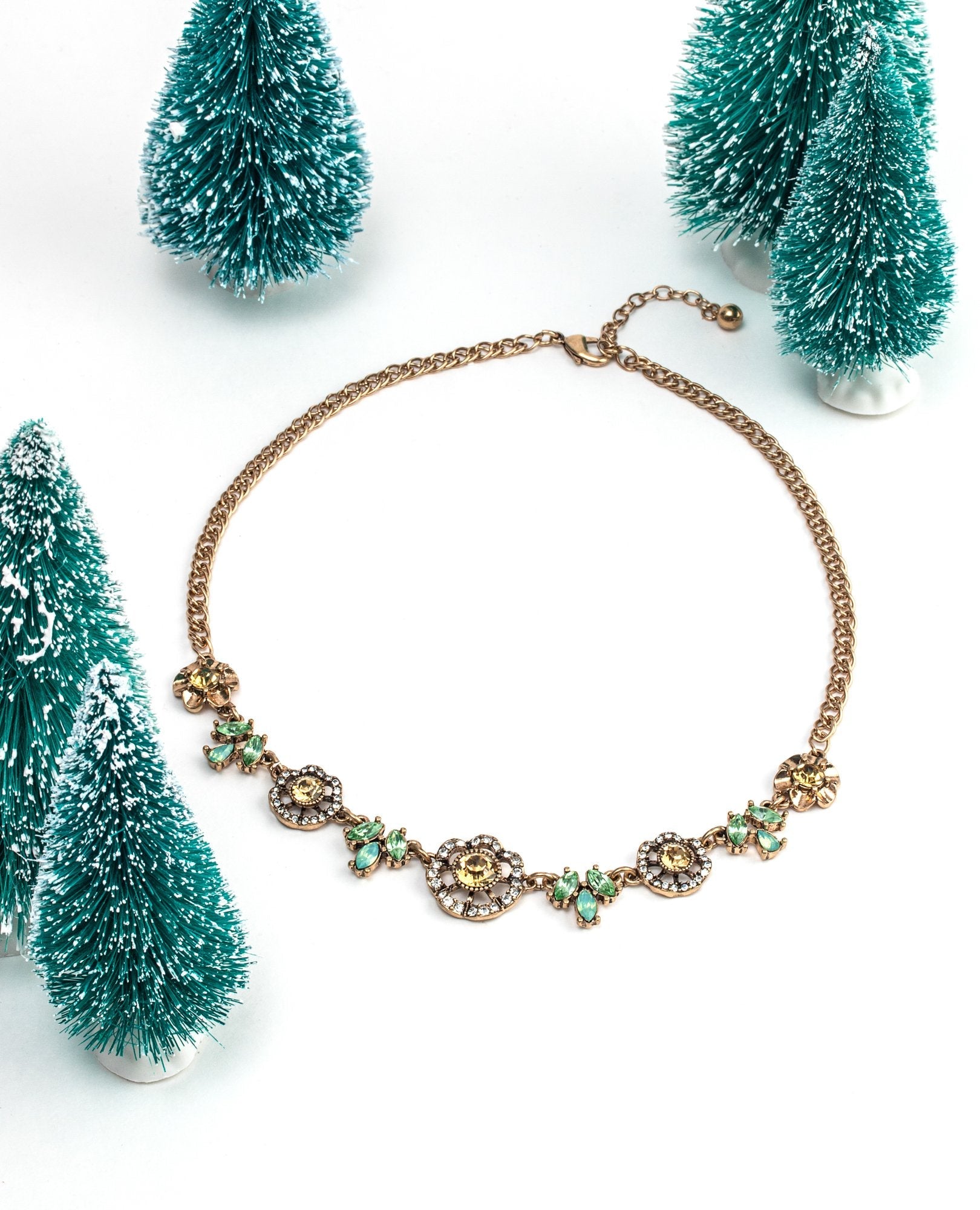 Goldtone & Vintage Floral Necklace - Don't Ask