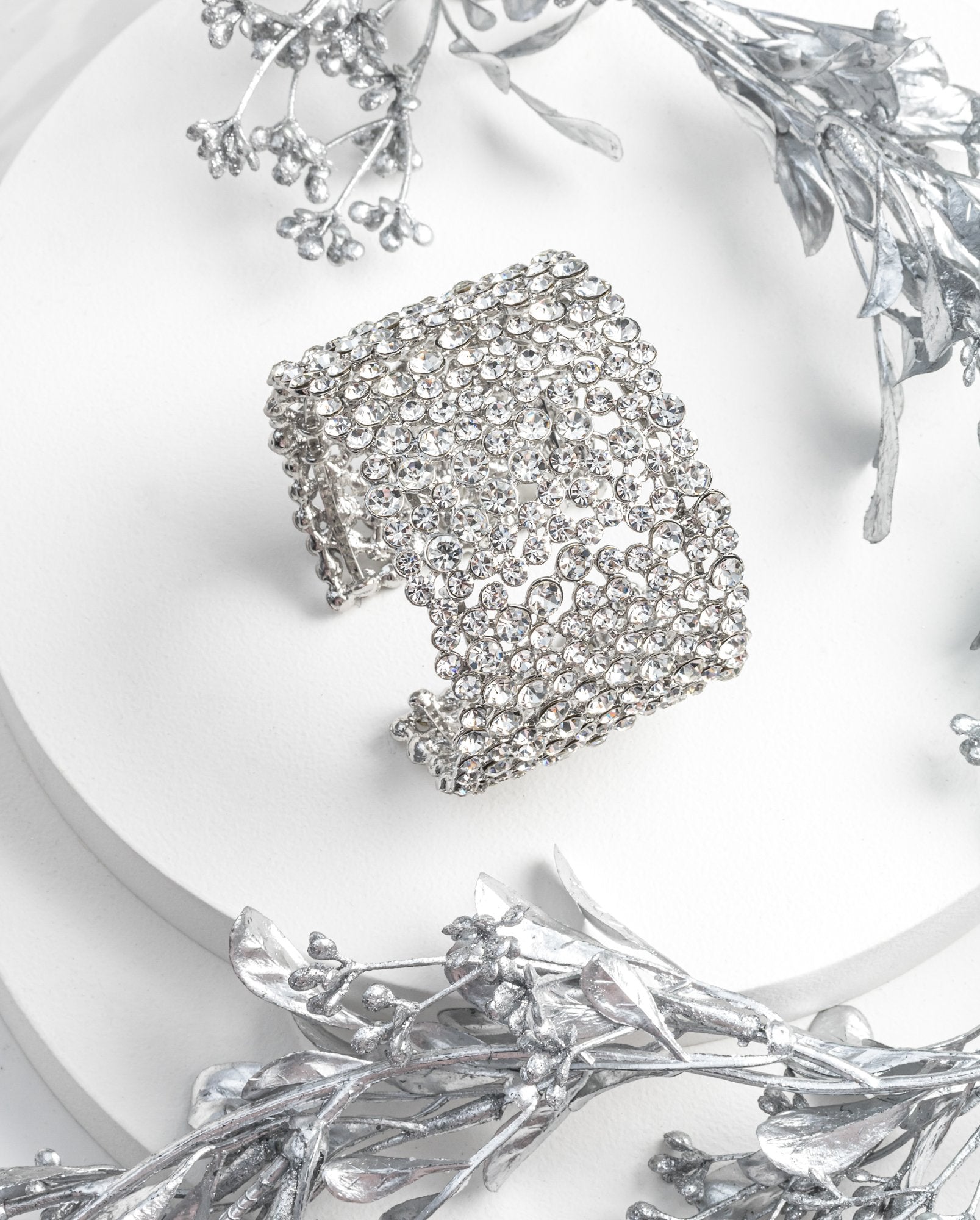 Silvertone & Crystal Statement Cuff Bracelet  - Don't Ask