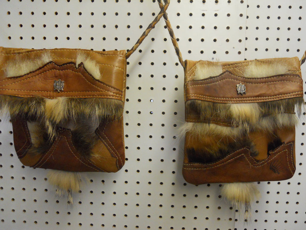 Petit sac tribal en cuir brun - Omkikou