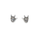 Sterling Silver I Love You Sign Language Stud Earrings