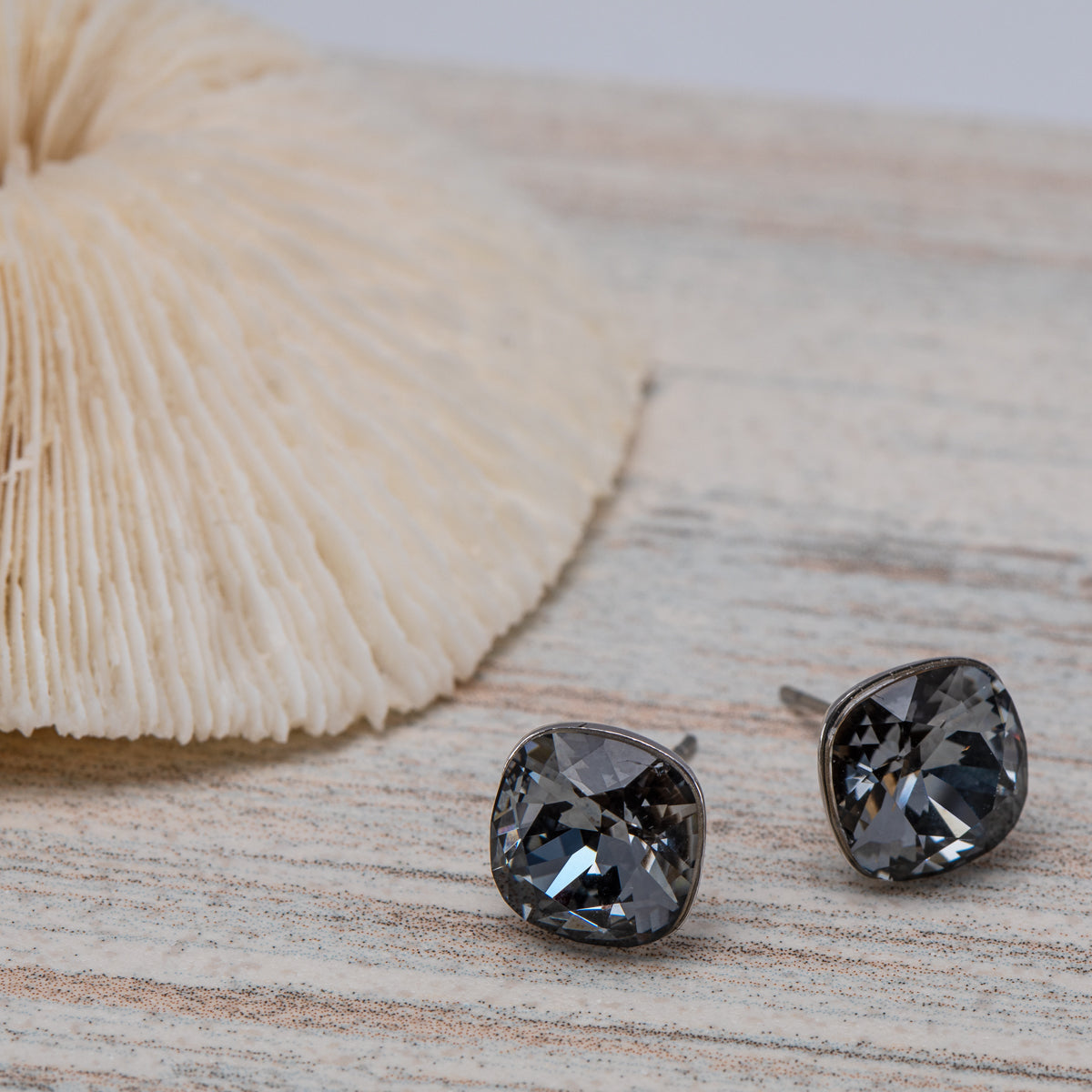 Silvernight   Silvertone Cushion-Cut Stud Earrings with Swarovski Crystals